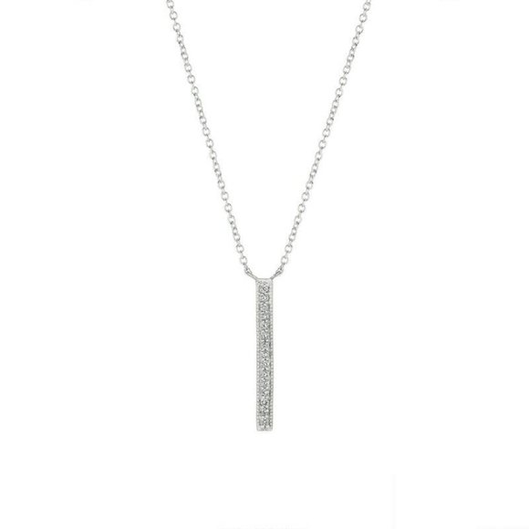 0.15 CT Natural Diamond Bar Necklace Pendant